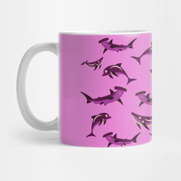 Pink pattern of dolphins and whales by Nosa rez